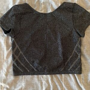 Aerie Shimmering Black Crop Top